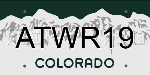 ATWR19 Colorado License Plate