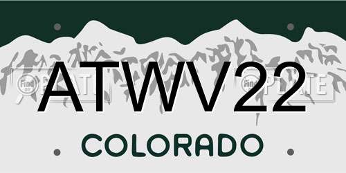 ATWV22 Colorado License Plate