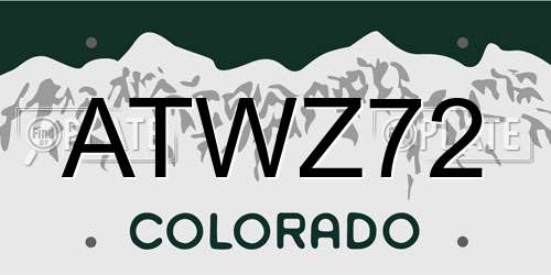 ATWZ72 Colorado License Plate