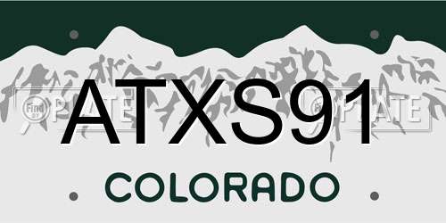 ATXS91 Colorado License Plate