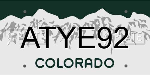 ATYE92 Colorado License Plate