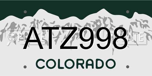 ATZ998 Colorado License Plate