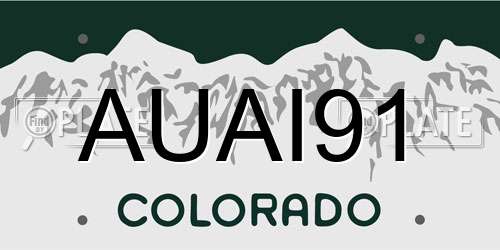 AUAI91 Colorado License Plate