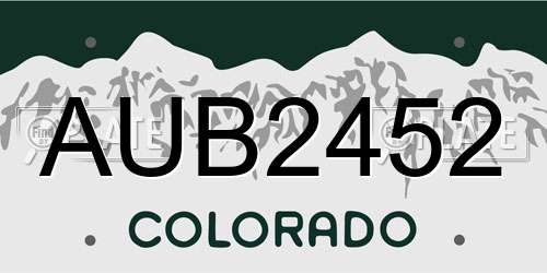 AUB2452 Colorado License Plate