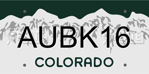 AUBK16 Colorado License Plate