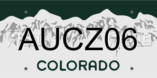 AUCZ06 Colorado License Plate