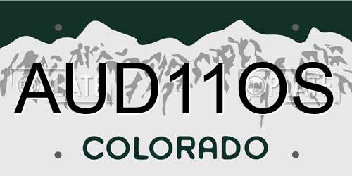 AUD11OS Colorado License Plate