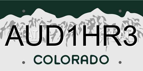 AUD1HR3 Colorado License Plate