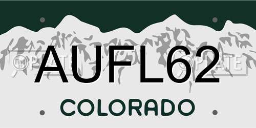 AUFL62 Colorado License Plate