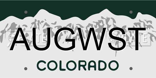 AUGWST Colorado License Plate