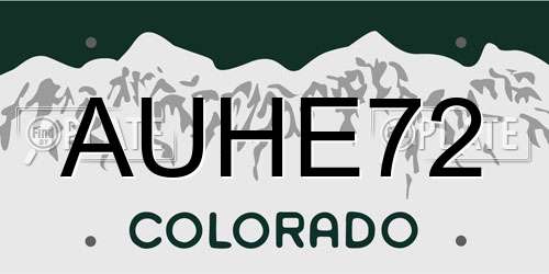 AUHE72 Colorado License Plate