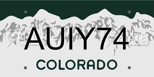 AUIY74 Colorado License Plate