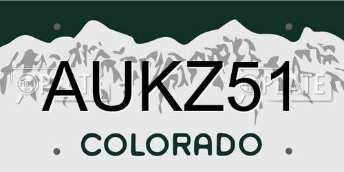 AUKZ51 Colorado License Plate