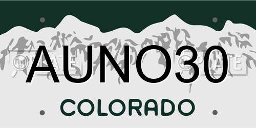 AUNO30 Colorado License Plate