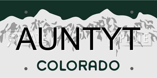 AUNTYT Colorado License Plate
