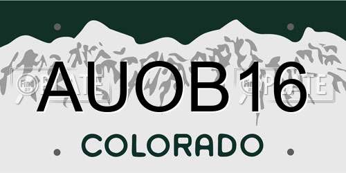 AUOB16 Colorado License Plate