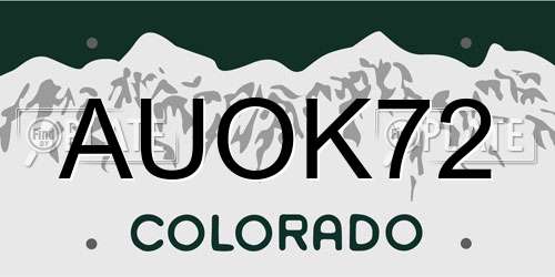 AUOK72 Colorado License Plate