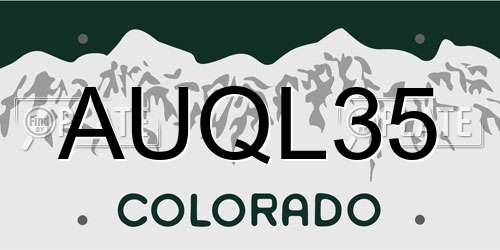 AUQL35 Colorado License Plate