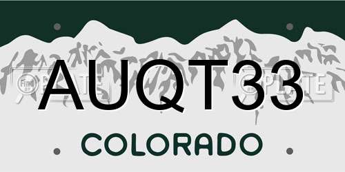 AUQT33 Colorado License Plate