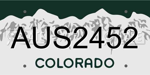 AUS2452 Colorado License Plate