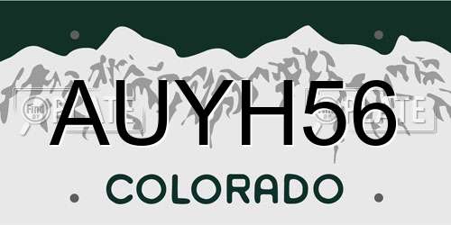 AUYH56 Colorado License Plate