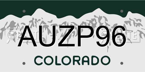 AUZP96 Colorado License Plate