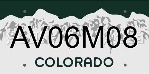 AV06M08 Colorado License Plate