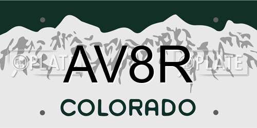 AV8R Colorado License Plate