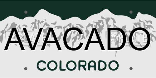 AVACADO Colorado License Plate