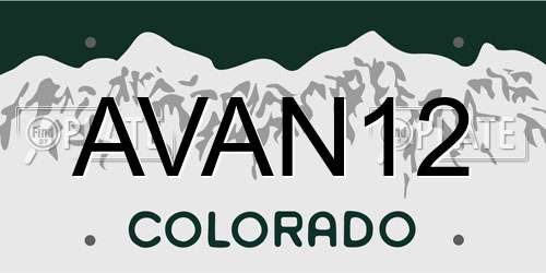 AVAN12 Colorado License Plate
