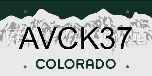 AVCK37 Colorado License Plate