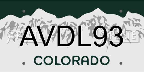 AVDL93 Colorado License Plate