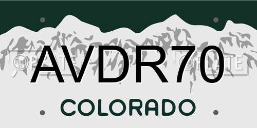AVDR70 Colorado License Plate