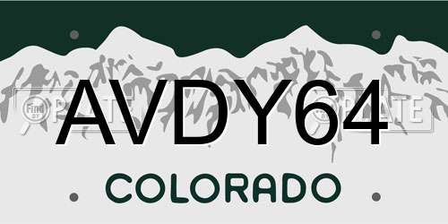 AVDY64 Colorado License Plate