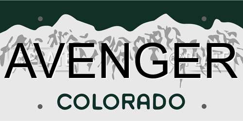 AVENGER Colorado License Plate