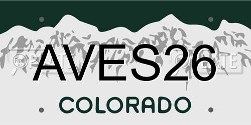 AVES26 Colorado License Plate