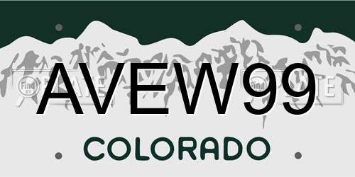 AVEW99 Colorado License Plate