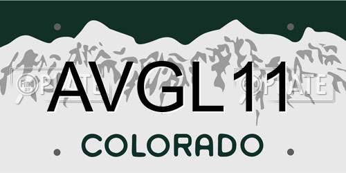 AVGL11 Colorado License Plate