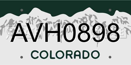 AVH0898 Colorado License Plate