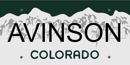 AVINSON Colorado License Plate