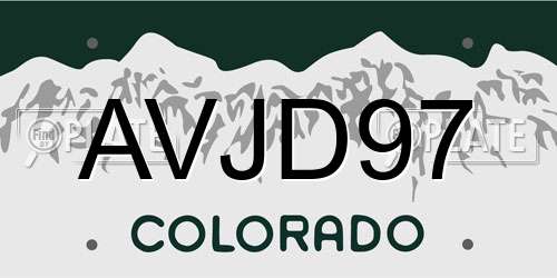 AVJD97 Colorado License Plate