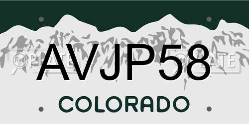 AVJP58 Colorado License Plate