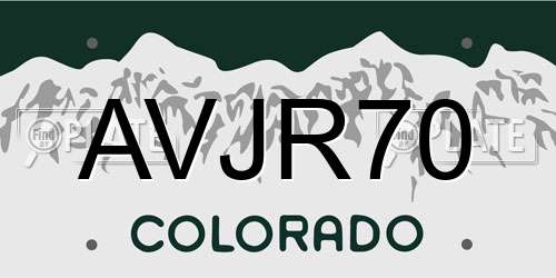 AVJR70 Colorado License Plate