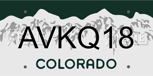 AVKQ18 Colorado License Plate