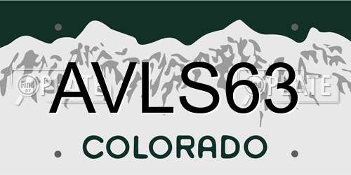 AVLS63 Colorado License Plate