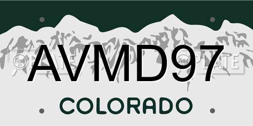 AVMD97 Colorado License Plate