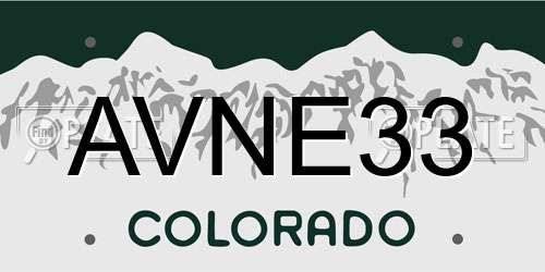 AVNE33 Colorado License Plate