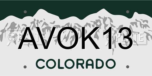 AVOK13 Colorado License Plate