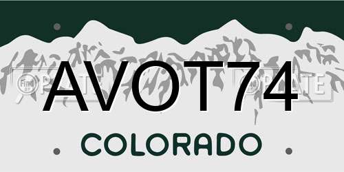 AVOT74 Colorado License Plate