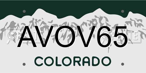 AVOV65 Colorado License Plate
